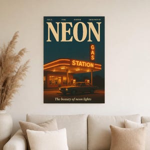 Póster retro de neón | Impresión de arte de pared vintage de los años 70 | Impresión de revista estética ? Regalo de decoración retro de med imagen 5