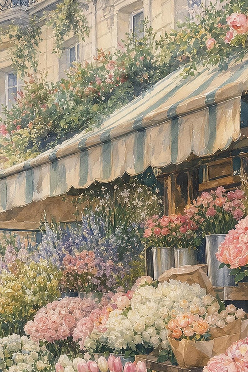 Paris Flower Market Poster | Soft Painting France Wall Art | Parisian Floral Travel Print | Printed & Shipped image 3