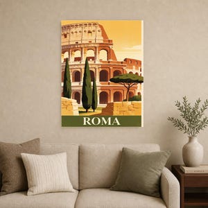 Rome Vintage Travel Poster | Retro Italy City Art Print | Housewarming Gift Wall Decor image 15