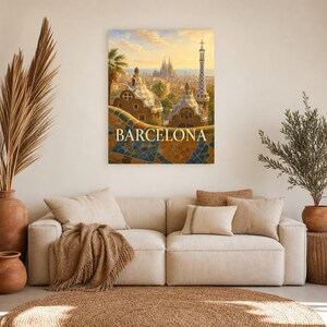 Barcelona Travel Poster | Soft Painting Spain Wall Art | Named City Art Print | Printed & Shipped image 7