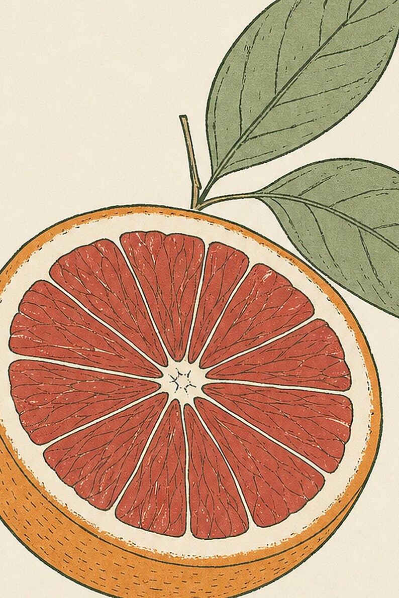 Blutorange Botanischer Wand kunstdruck | Minimalistischer Line Art Küchendruck | Italienisches Dolce-Zitrus-Poster | Mediterranes Dekor Bild 3