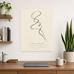 One Line | Abstract Wall Art | Modern Gallery Poster | Black and Cream Minimalist Print | Printed & Shipped image 8