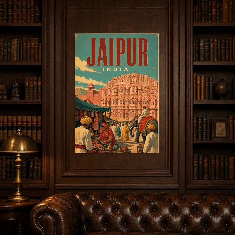 Jaipur Travel Poster | Vintage Pink City Print | Indian Wall Art | Printed & Shipped image 5