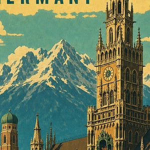 Munich Travel Poster | Vintage Old Town Print | Germany Wall Art | Printed & Shipped image 3
