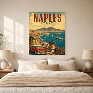 Naples Travel Poster | Vintage Vesuvius Print | Italian Wall Art | Printed & Shipped image 6