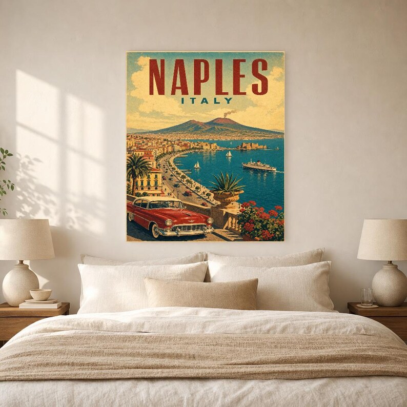 Naples Travel Poster | Vintage Vesuvius Print | Italian Wall Art | Printed & Shipped image 6