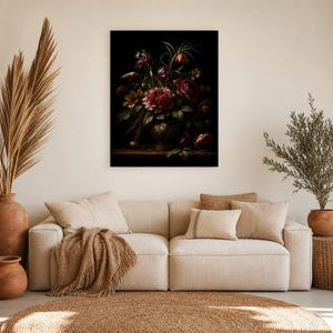 Dark Academia Botanical Wall Art | Moody Plum Floral Poster | Vintage Jewel Tone Study Room Print image 6