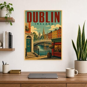Dublin Travel Poster | Vintage Dublin Print | Ireland Wall Art | Printed & Shipped image 8