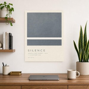 Cisza | Abstrakcyjna sztuka ścienna | Nowoczesny plakat galeryjny | Minimalistyczny wydruk | Wydruk i wysyłka zdjęcie 8