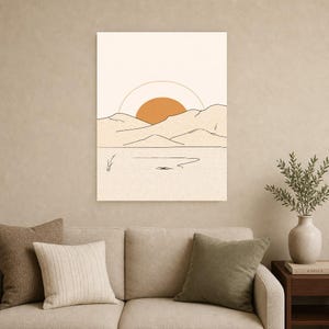 Terracotta Japandi Sun and Moon Wall Art | Minimalist Line Art Poster | Boho Bedroom Print Set of 2 image 9