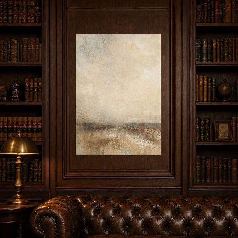 Warm Beige Abstract Wall Art Print | Neutral Color Field Print | Sand Taupe Watercolor Poster | Japandi Minimalist Bedroom Decor image 5