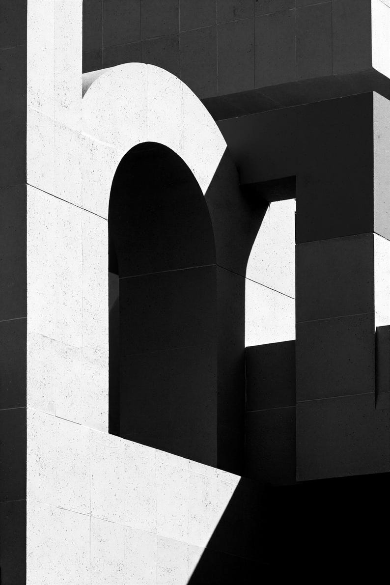 Arte mural de arquitectura brutalista | Póster de arco de hormigón cálido | Lámina geométrica minimalista de mediados de siglo imagen 10