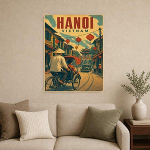 Hanoi Travel Poster | Vintage Old Quarter Print | Vietnam Wall Art | Printed & Shipped image 9