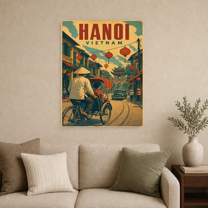 Hanoi Travel Poster | Vintage Old Quarter Print | Vietnam Wall Art | Printed & Shipped image 9