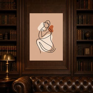 One Line Female Body Wall Art Print | Minimalist Line Drawing Poster | Abstract Boho Bedroom Print image 4