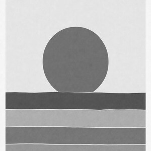 Vermillion Sun Aegean Sea Wall Art Print | Mid-Century Sun Poster | Cut-Paper Minimalist Print | Teal Cream Boho Decor image 10