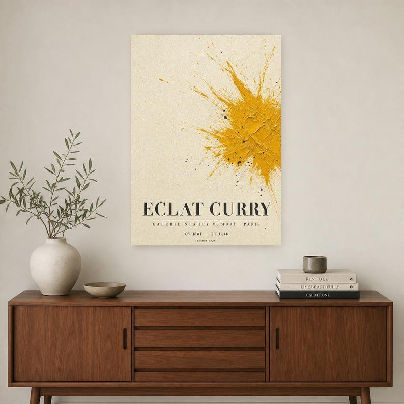 Eclat Curry | Abstract Yellow Wall Art | Modern Gallery Poster | Minimalist Print | Printed & Shipped image 2