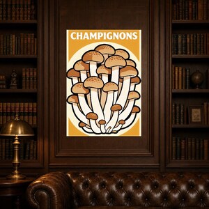 Mushroom Kitchen Wall Art Print | Retro Bistro Food Poster | Maximalist Cottagecore Kitchen Print | Dining Decor image 7