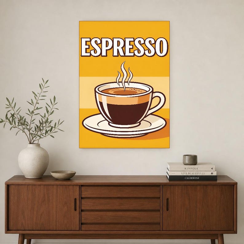Espresso Kitchen Wall Art Print | Retro Bistro Coffee Poster | Maximalist Cafe Kitchen Print | Dining Room Decor image 3