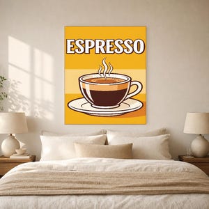 Espresso Kitchen Wall Art Print | Retro Bistro Coffee Poster | Maximalist Cafe Kitchen Print | Dining Room Decor image 6