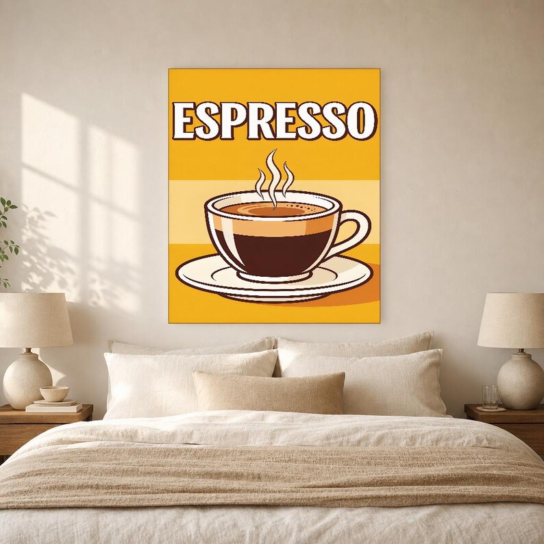 Espresso Kitchen Wall Art Print | Retro Bistro Coffee Poster | Maximalist Cafe Kitchen Print | Dining Room Decor image 6