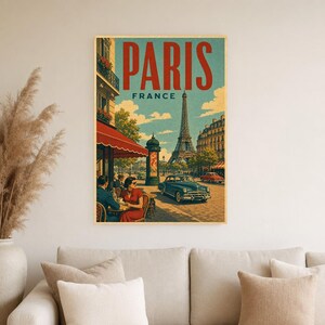 Paris Travel Poster | Vintage Eiffel Tower Print | France Wall Art | Printed & Shipped image 4