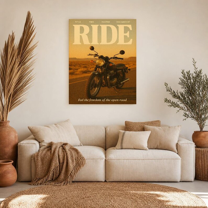Ride Retro Poster | Vintage 70s Wall Art Print | Aesthetic Magazine Print | Mid Century Retro Decor Gift image 8