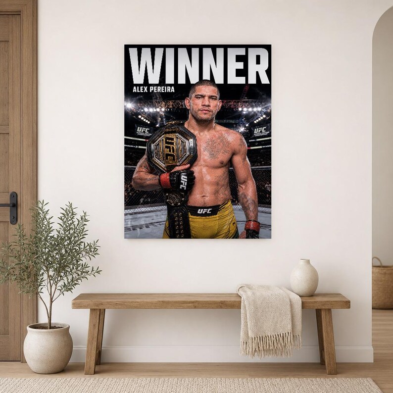 Alex Pereira Champion Poster | UFC Heavyweight Belt MMA Wall Art Print | Fight Night Decor image 10