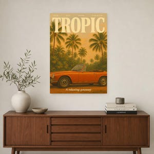 Zwrotnik Retro Plakat | Druk ścienny w stylu vintage z lat 70. | Druk magazynu estetycznego | Prezent w stylu retro z połowy wieku zdjęcie 3