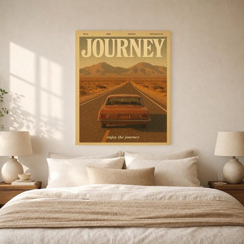 Cartel retro del viaje | Impresión de arte de pared vintage de los años 70 | Impresión de revista estética ? Regalo de decoración retro de m imagen 6