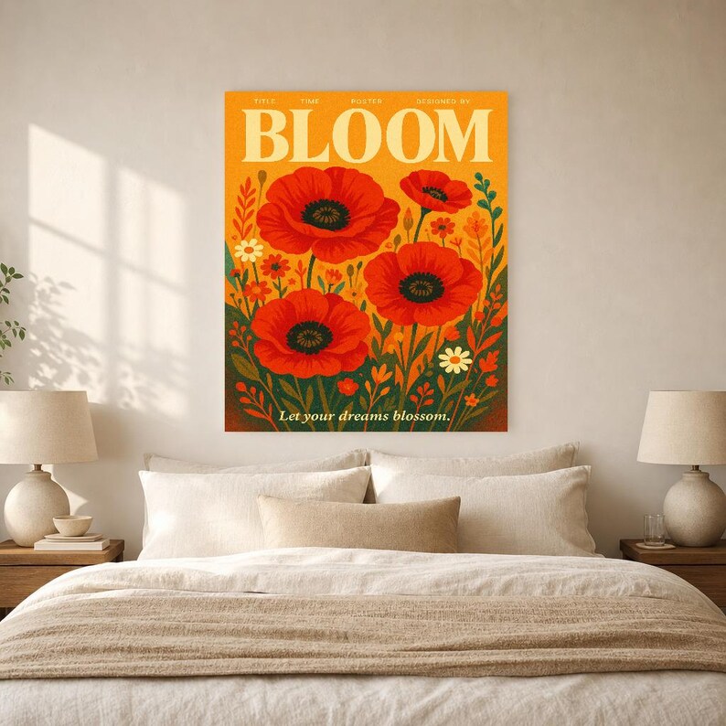 Bloom Retro Poster | Vintage 70s Wall Art Print | Aesthetic Magazine Print | Mid Century Retro Decor Gift image 9