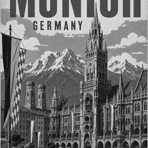 Munich Travel Poster | Vintage Old Town Print | Germany Wall Art | Printed & Shipped image 10