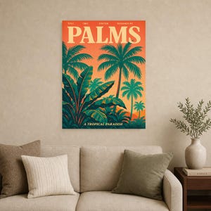Palms Retro Poster | Vintage 70s Wall Art Print | Aesthetic Magazine Print | Mid Century Retro Decor Gift image 12