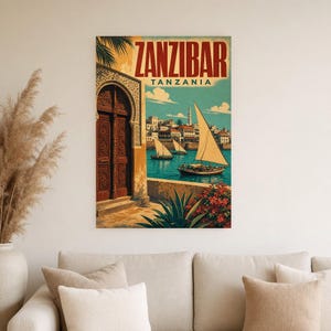 Zanzibar Travel Poster | Vintage Stone Town Print | Tanzania Wall Art | Printed & Shipped image 4