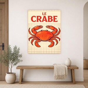 Crab Kitchen Wall Art Print | Retro Bistro Seafood Poster | Maximalist Coastal Kitchen Print | Dining Decor image 14