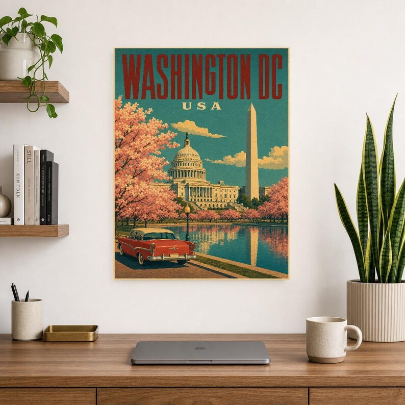 Washington DC Travel Poster | Vintage 1950s Capitol Print | Retro USA Wall Art Print | Mid Century City Decor image 15