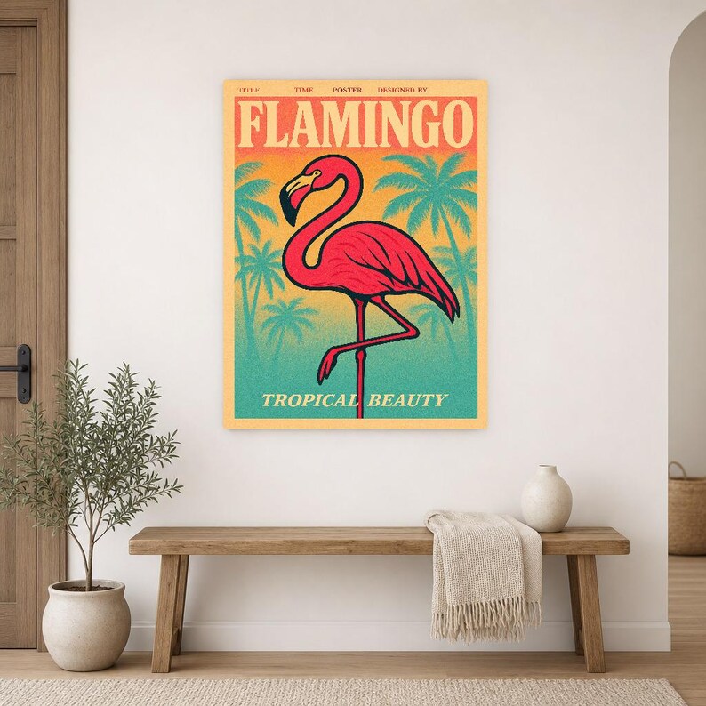 Flamingo Retro Poster | Vintage 70s Wall Art Print | Aesthetic Magazine Print | Mid Century Retro Decor Gift image 16