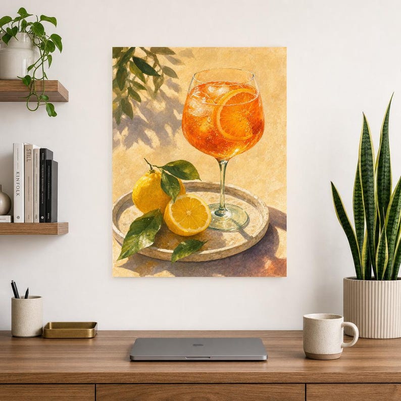 Orange Spritz Lemon Wall Art | Bright Aperitivo Food Still Life Poster | Kitchen Wall Art Print | Bar Cart Decor image 8