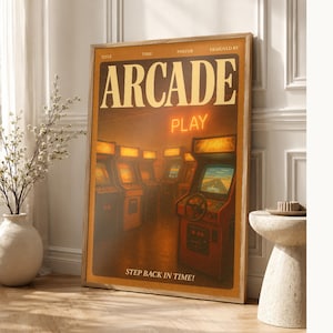 Arcade Retro Poster | Vintage 70s Wall Art Print | Aesthetic Magazine Print | Mid Century Retro Decor Gift image 1