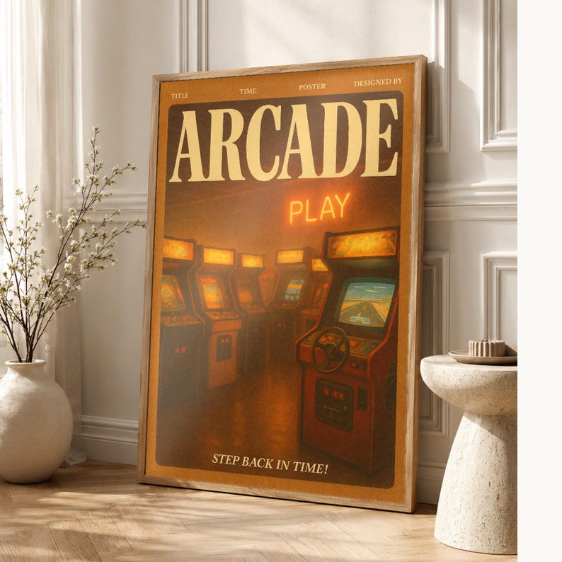 Arcade Retro Poster | Vintage 70s Wall Art Print | Aesthetic Magazine Print | Mid Century Retro Decor Gift image 1