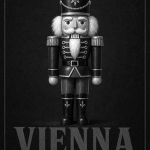 Wiener Weihnachtsmarkt Nussknacker Wandkunst | Österreich Urlaubsposter | Vintage Weihnachtsdruck | Festliches Soldatendekor Bild 10