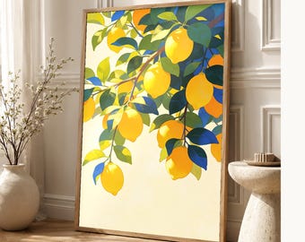 Mediterranean Lemon Kitchen Print | Dolce Vita Italian Wall Art Print | Dining Room Summer Decor