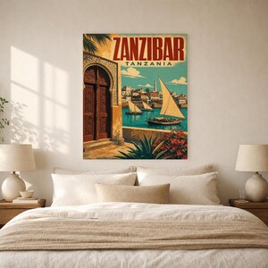 Zanzibar Travel Poster | Vintage Stone Town Print | Tanzania Wall Art | Printed & Shipped image 6