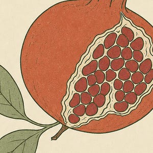 Pomegranate Botanical Wall Art Print | Minimalist Line Art Print | Melagrana Italian Kitchen Poster | Mediterranean Fruit Decor image 3