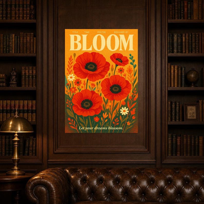 Bloom Retro Poster | Vintage 70s Wall Art Print | Aesthetic Magazine Print | Mid Century Retro Decor Gift image 4