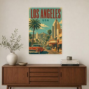 Los Angeles Travel Poster | Vintage Palms Print | USA Wall Art | Printed & Shipped image 2