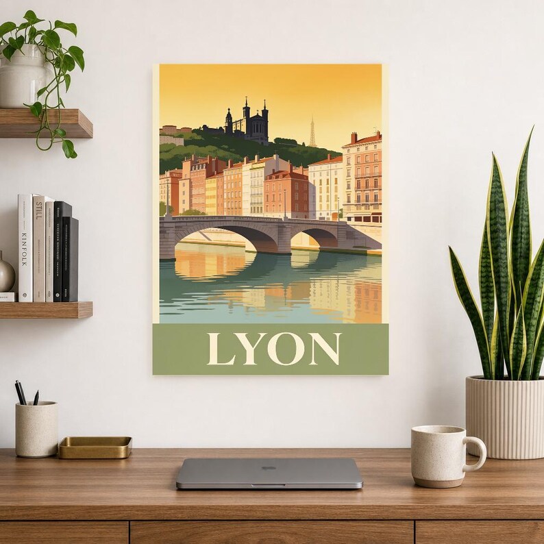 Lyon Vintage Travel Poster | Retro France City Art Print | Housewarming Gift Wall Decor image 10
