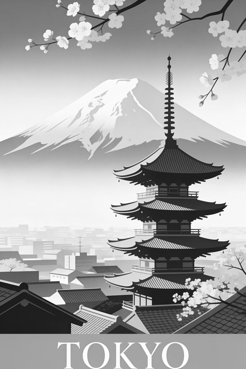 Tokyo Vintage Travel Poster | Retro Japan City Art Print | Housewarming Gift Wall Decor image 17