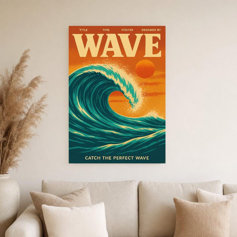 Wave Retro Poster | Vintage 70s Wall Art Print | Aesthetic Magazine Print | Mid Century Retro Decor Gift image 2