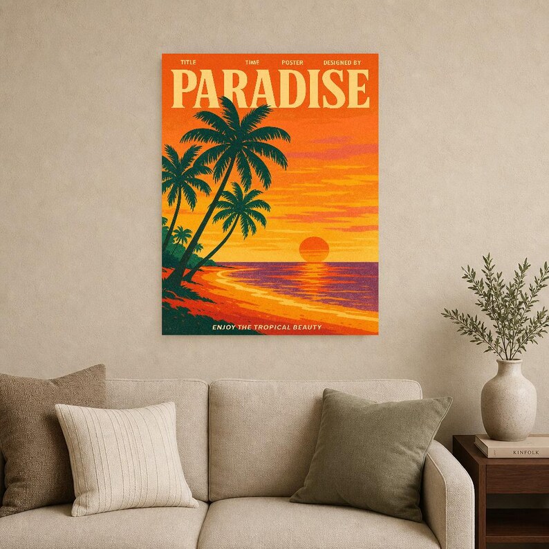 Paradise Retro Poster | Vintage 70s Wall Art Print | Aesthetic Magazine Print | Mid Century Retro Decor Gift image 12